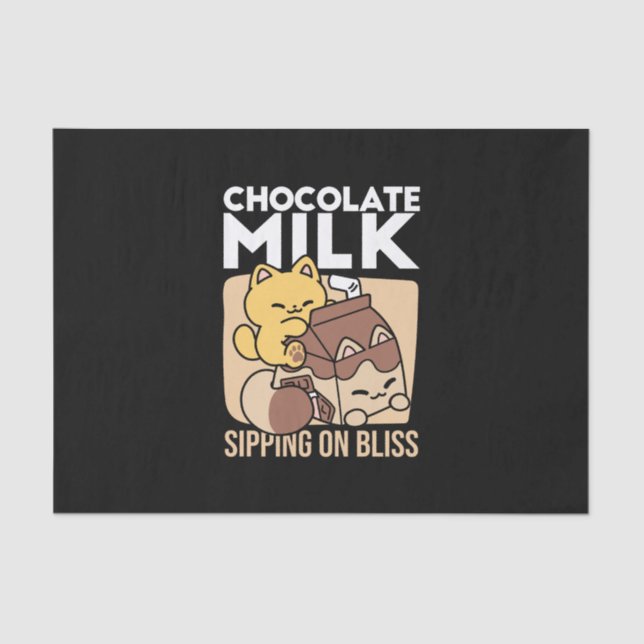 Papel De Seda Chocolate Milk Sipping on Bliss – Kawaii Cat Food  (Anverso)