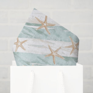 Papel De Seda Chorro de Agua de Playa Mint Estrellas de Mar Raya