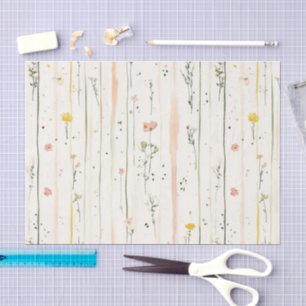 Papel De Seda Chorro Nupcial Flores Rayas Rosadas Verdes