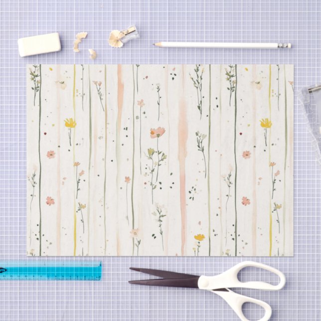 Papel De Seda Chorro Nupcial Flores Rayas Rosadas Verdes (Artesanía)