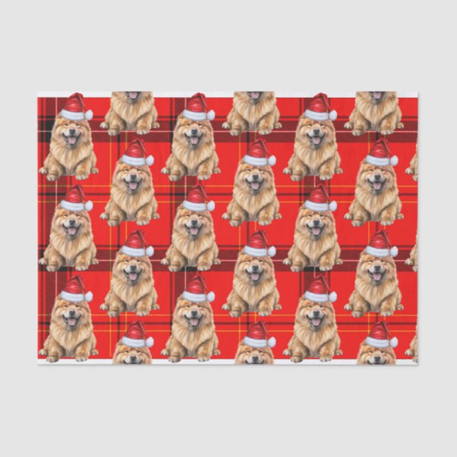 Papel De Seda Chow Chow Santa Dog en vacaciones para Navidades d (Anverso)