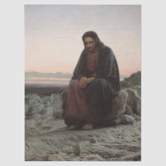 Papel De Seda Christ in the Desert by Ivan Kramskoy