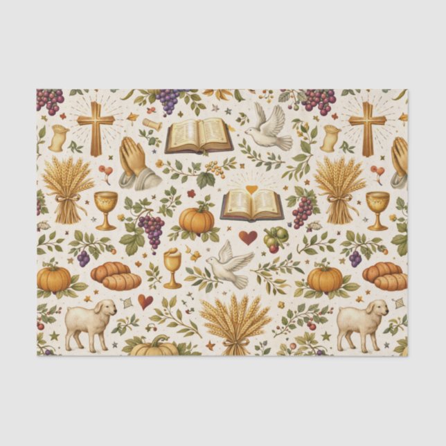 Papel De Seda Christian Orange Pumpkins Harvest Thanksgiving (Anverso)
