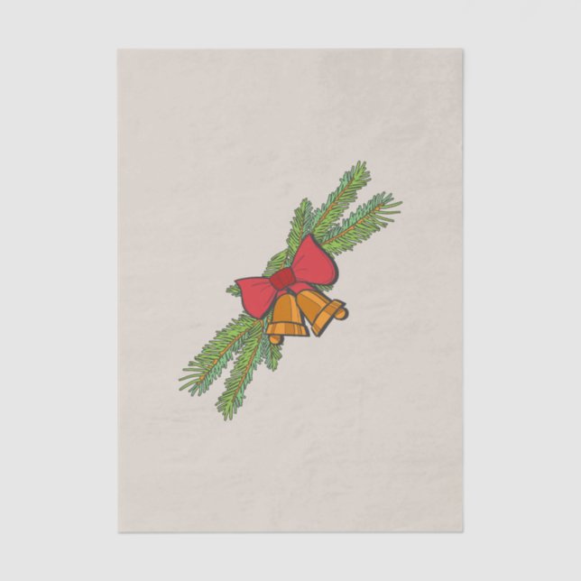 Papel De Seda Christmas Bell Print with Pine & red bow wall art (Anverso)