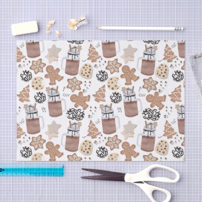 Papel De Seda Christmas Cookies and Hot Cocoa Holiday Baking (Artesanía)