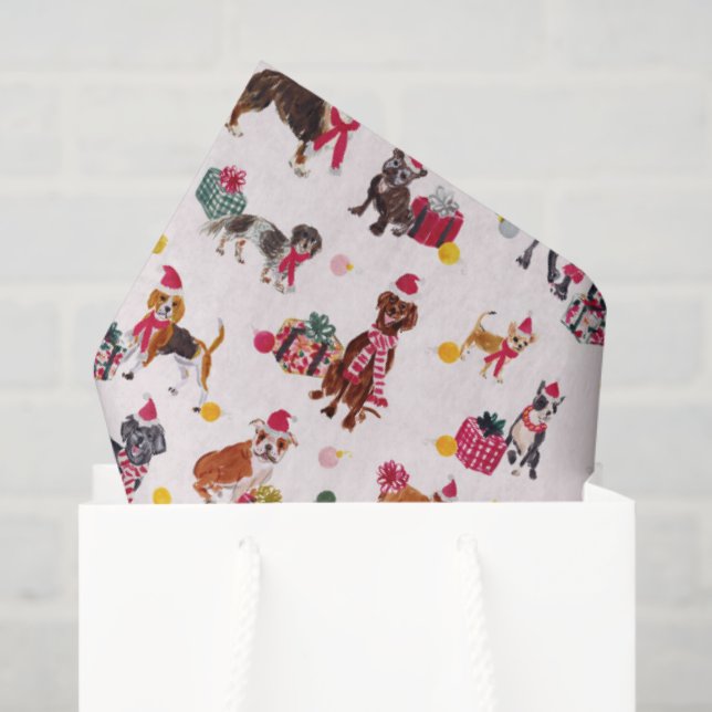 PAPEL DE SEDA CHRISTMAS DOG CUTENESS CREAM (Bolsa de regalo)