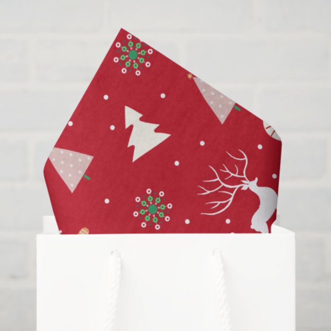 Papel De Seda Christmas Gift Wrap — Reindeer, Gingerbread (Bolsa de regalo)