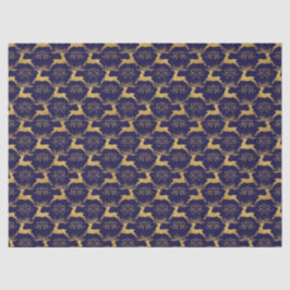 Papel De Seda Christmas Gilded Leather Reindeer Navy Blue