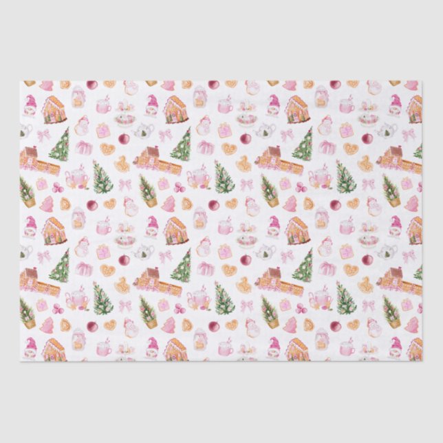 Papel De Seda Christmas Gingerbread Pink (Anverso)