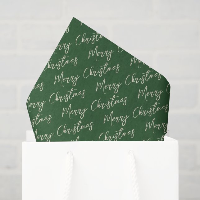 Papel De Seda Christmas Green Elegant Script (Bolsa de regalo)