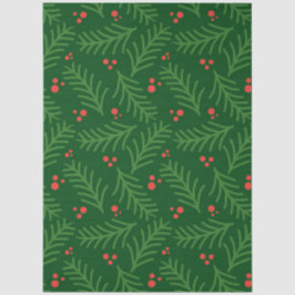 Papel De Seda Christmas Greenery Berries Artisan Modern Holiday