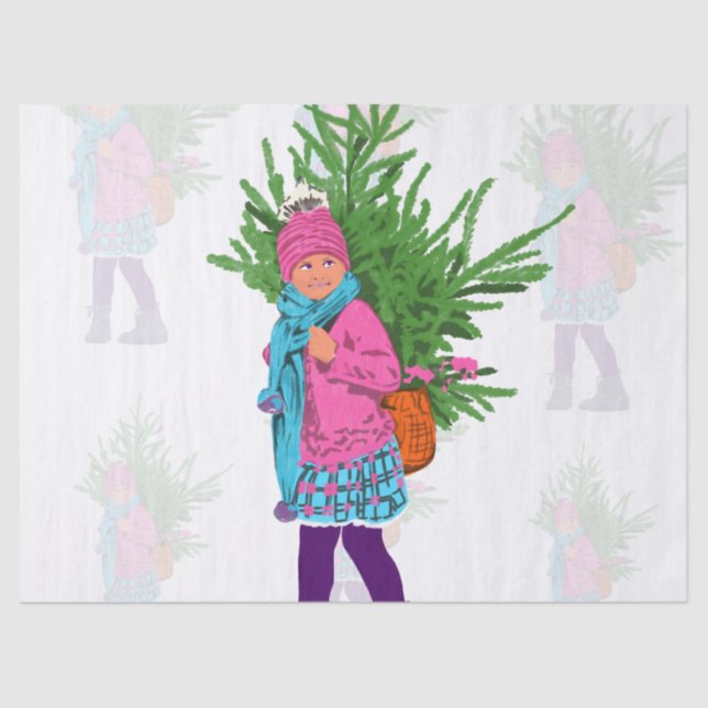 Papel De Seda Christmas Illustrated Holiday Tissue Paper (Anverso)