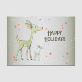 Papel De Seda Christmas Party Green Deers Holidays Cute
