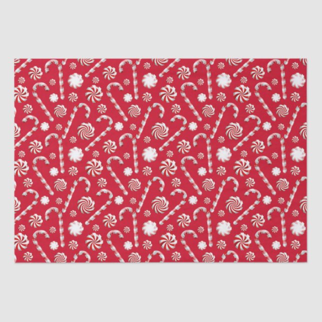 Papel De Seda Christmas Peppermint | Candy Swirl Holiday Pattern (Anverso)