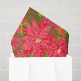 Papel De Seda Christmas Poinsettia Brown