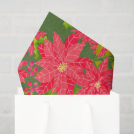 Papel De Seda Christmas Poinsettia Green