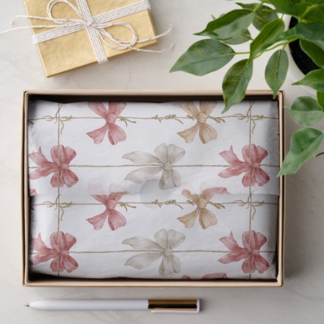 Papel De Seda Christmas Ribbon Grid Pattern (Regalo )
