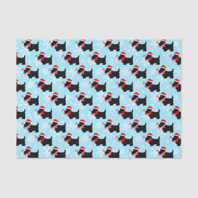 Papel De Seda Christmas Scottie Dogs Pattern (Anverso)