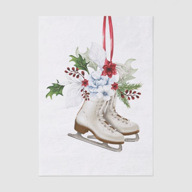 Papel De Seda Christmas skating shoes with flowers and leaves (Anverso)