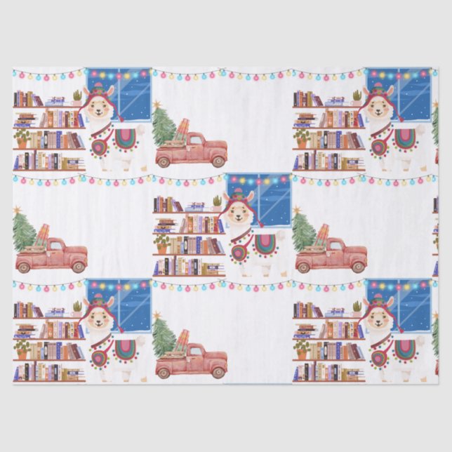 Papel De Seda Christmas tissue Paper  llama (Anverso)