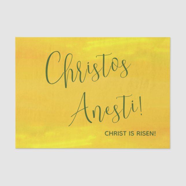 Papel De Seda Christos Anesti! ¡Cristo es Risen! Amarillo (Anverso)