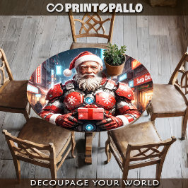 Papel De Seda Ciborg Santa Claus negro con armadura de Navidad