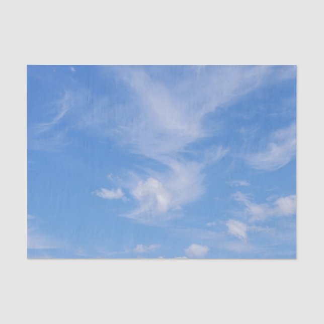 Papel De Seda Cielo Azul Con Nubes Vestidas (Anverso)