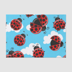 Papel De Seda Cielo Azul Nubes Blancas Mariquita Escarabajo Inse