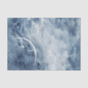 Papel De Seda Cielo de acuarela azul temperamental estrellas lun