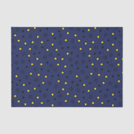 Papel De Seda Cielo nocturno cuece estrellas amarillas en patrón