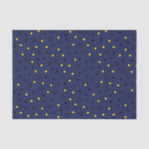 Papel De Seda Cielo nocturno cuece estrellas amarillas en patrón