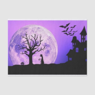 Papel De Seda Cielo Nocturno Espeluznante Gato Negro Halloween
