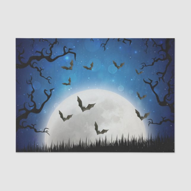 Papel De Seda Cielo nocturno fantasmagórico de Halloween (Anverso)