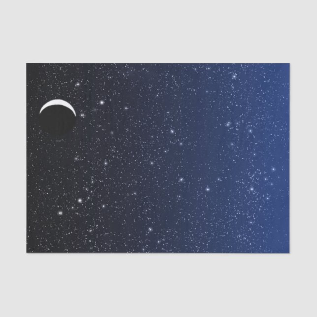 Papel De Seda Cielo y luna estrellados del creciente, azul (Anverso)