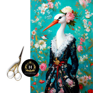 Papel De Seda Cigüeña Caprichosa con Vestido Floral  Decoupage E