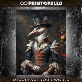 Papel De Seda Cigüeña elegante con flor y sombrero superior