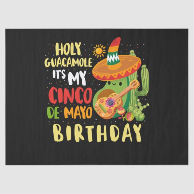 Papel De Seda Cinco De Mayo Cumpleaños Santo Guacamole Mexicano (Anverso)