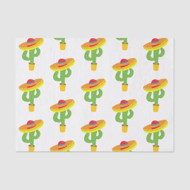 Papel De Seda Cinco de Mayo Sombrero Cactus Fiesta Mexicana (Anverso)