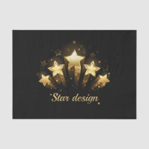 Papel De Seda Cinco estrellas de oro en negro