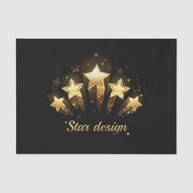 Papel De Seda Cinco estrellas de oro en negro (Anverso)