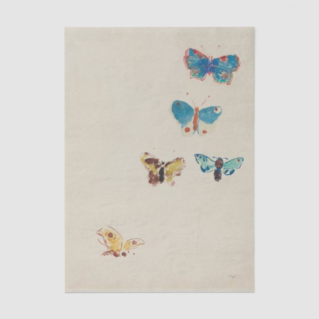 Papel De Seda Cinco mariposas por Odilon Redon (Anverso)