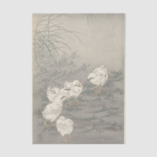 Papel De Seda Cinco pollitas por Ohara Koson