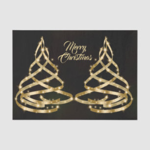 Papel De Seda Cinta Árbol Dorado Brillante Navidad Negro