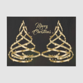 Papel De Seda Cinta Árbol Dorado Brillante Navidad Negro