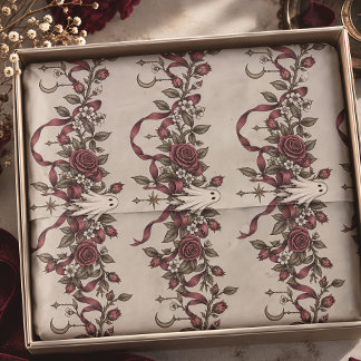 Papel De Seda Cinta de raya de rosa fantasmal vintage Halloween