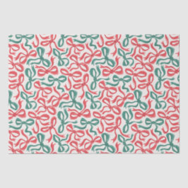 Papel De Seda Cinta Preppy Bows Navidades Verde Rojo
