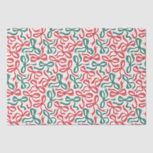 Papel De Seda Cinta Preppy Bows Navidades Verde Rojo