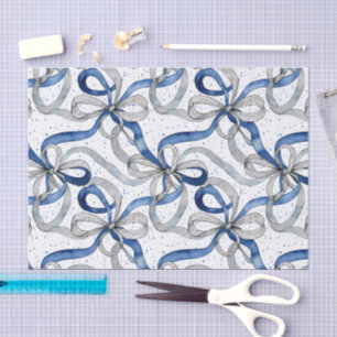 Papel De Seda Cintas abstractas azules y plateadas