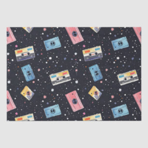 Papel De Seda Cintas de cassette retro en espacio cósmico