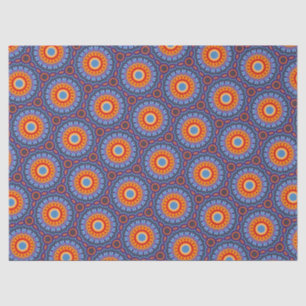 Papel De Seda Circular de patrón floral Naranja azul